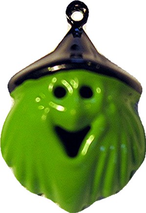 Green Ghoul Head Jingle Bell
